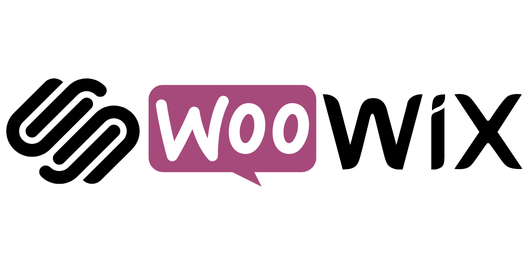 Squarespace, wix and WooCommerce logos